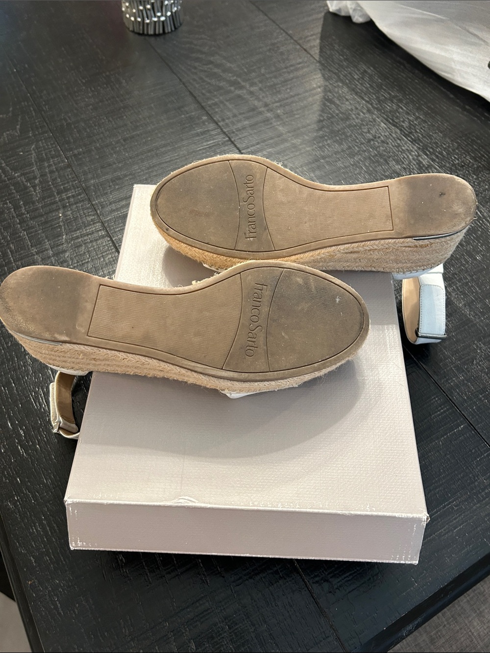 Franco Sarto Cream Leather Ankle-Strap Espadrille Sandals - Picture 4 of 5